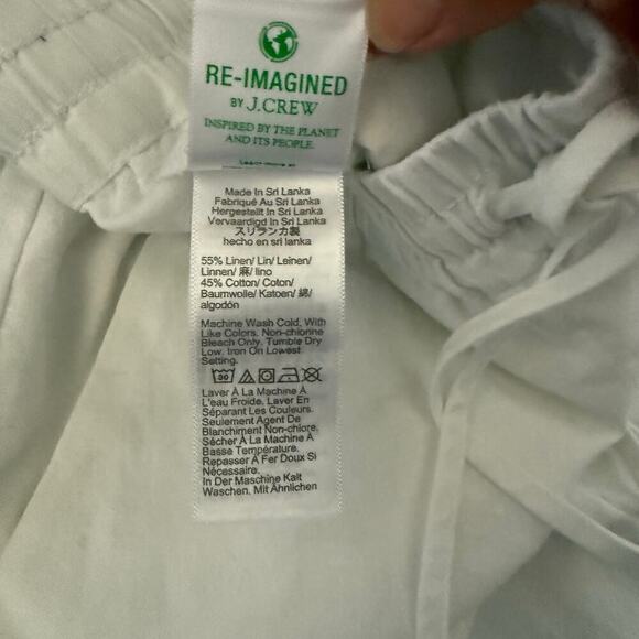 J. Crew Linen Blend Retreat Old Money Beachcore Pull On Relaxed White Ankle Pant - Picture 10 of 10